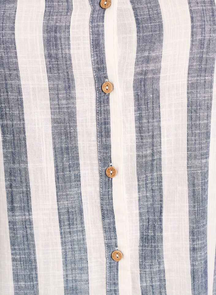 Cotton shirt blouse with V-neck, Blue, Packshot image number 2