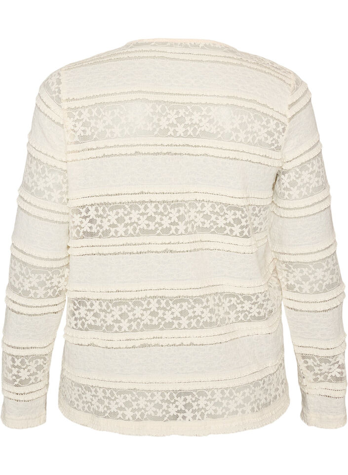 Lace blouse with long sleeves, Vanilla, Packshot image number 1