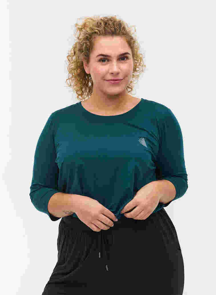 Sports top with 3/4 sleeves, Deep Teal, Model image number 0