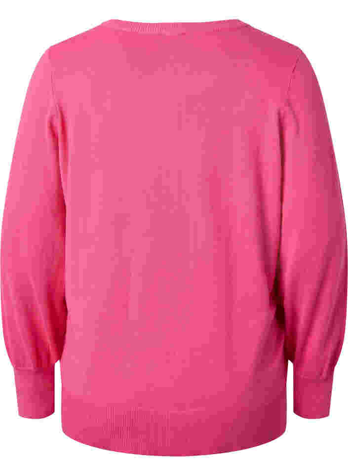 Ribbed cardigan with button closure, Hot Pink, Packshot image number 1