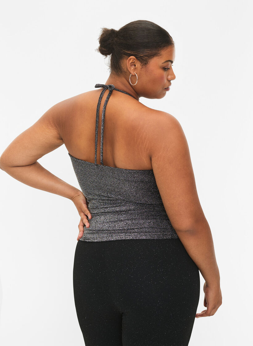 Silver sleeveless top, Black Silver, Model image number 1