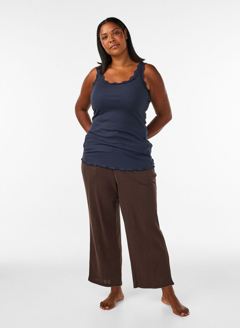 Top with lace trim, Blue, Model image number 1