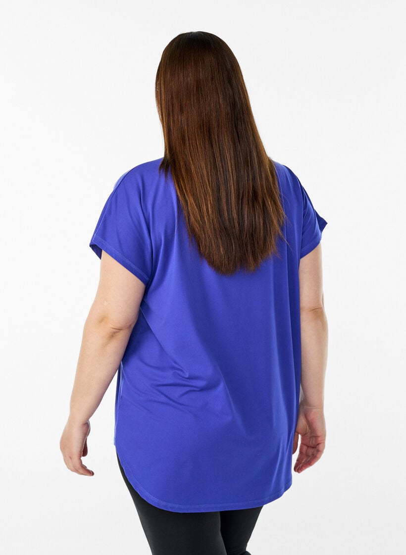 Short sleeve sport t-shirt with v-neck, Purple, Model image number 2