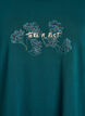 Night top in cotton with front print, Turquoise, Packshot image number 2
