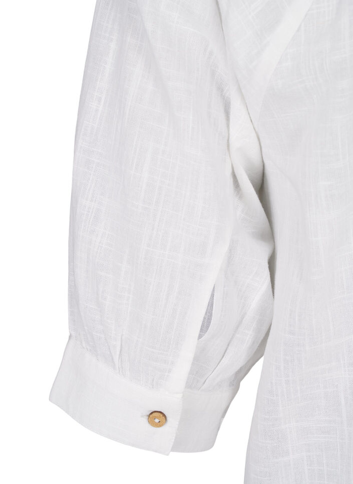 Cotton tunic with a V-neck, White, Packshot image number 3