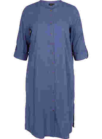 Cotton shirt dress with 3/4 sleeves