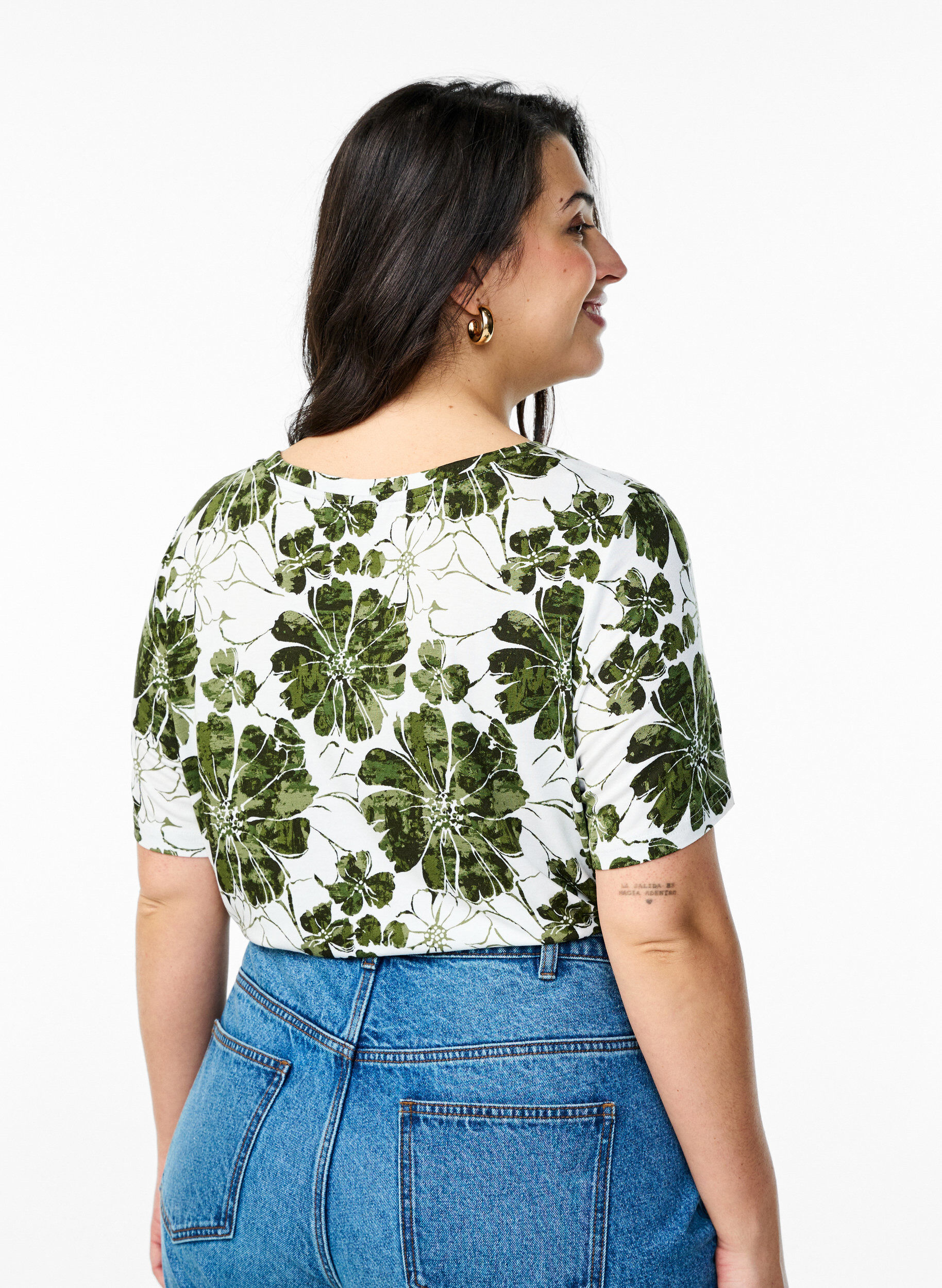 Zizzifashion T-shirt with floral print, Green, Model image number 2