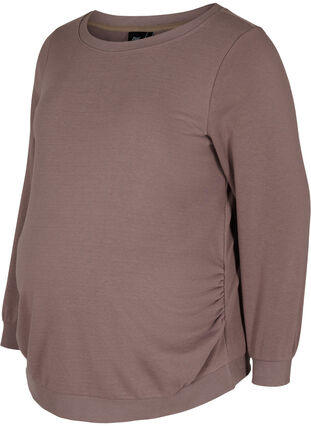 Maternity sweater with ribbed edges, Iron, Packshot image number 0