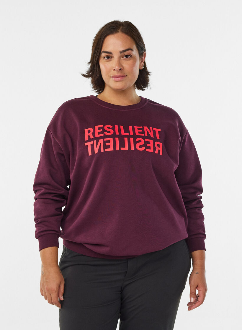 Sweatshirt with text print, Red, Model image number 0