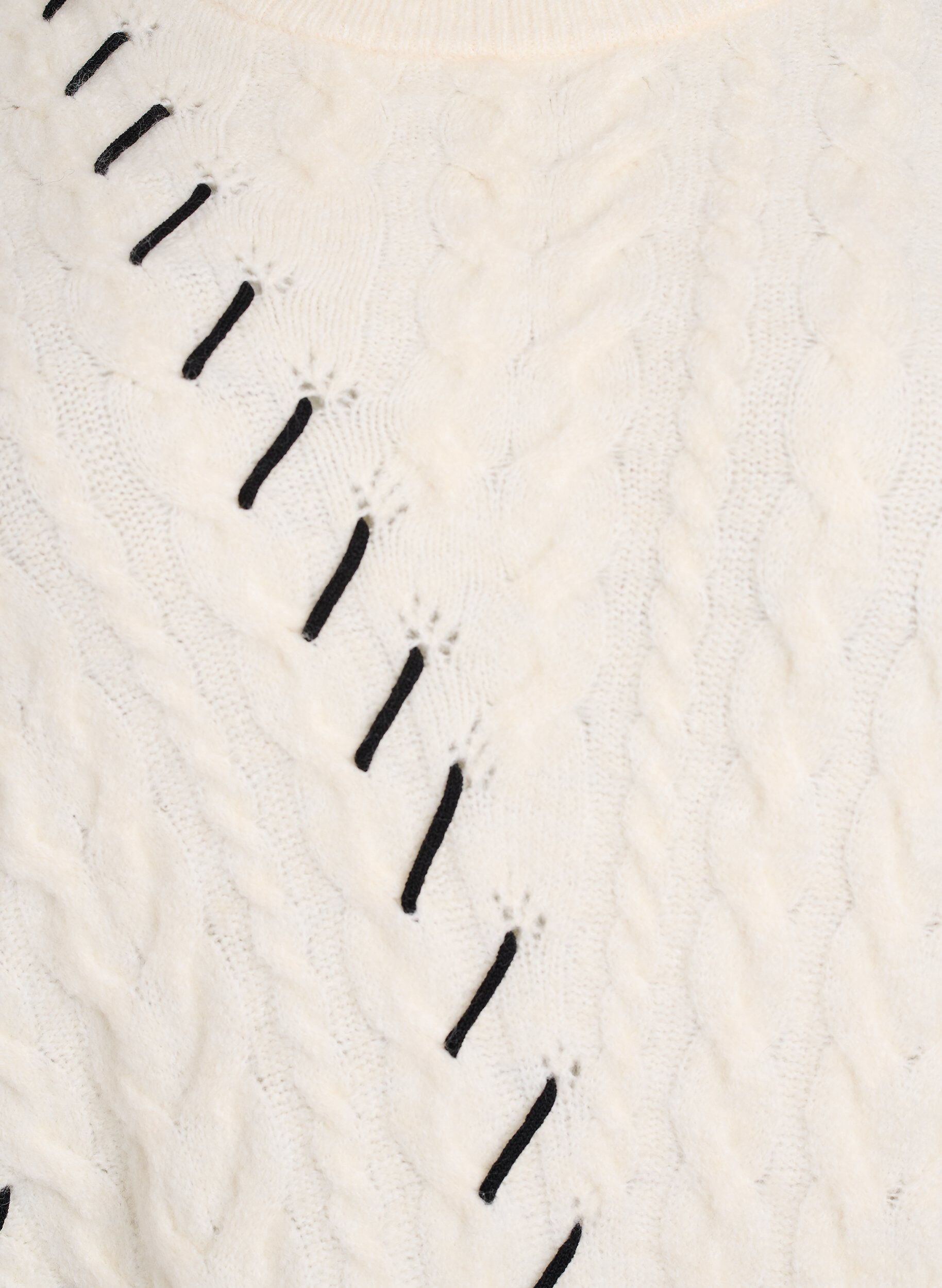 Zizzifashion Knitted blouse with cable pattern and contrast details, Beige, Packshot image number 2