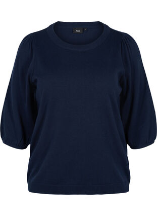 Knit blouse with 3/4-sleeves, Navy Blazer, Packshot image number 0