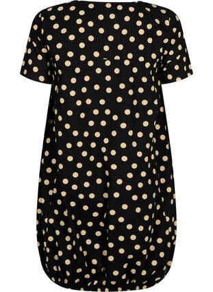 Short-sleeved, printed cotton dress, Black W. dot, Packshot image number 1
