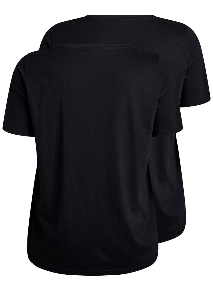 FLASH - 2-pack t-shirts with v-neck, Black/Black, Packshot image number 1