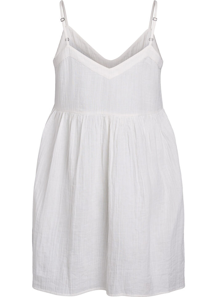 Cotton beach dress with narrow straps, Vanilla, Packshot image number 1