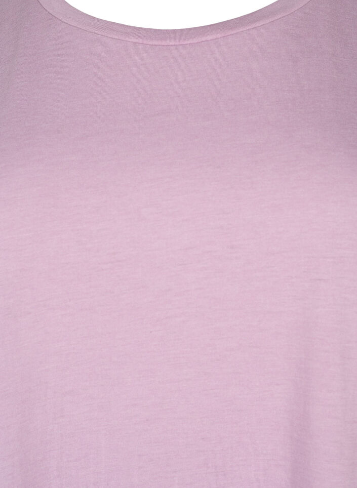 Short sleeved cotton blend t-shirt, Purple, Packshot image number 2