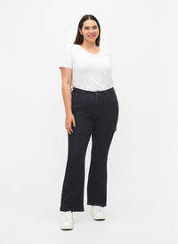 High-waisted Ellen bootcut jeans, Raw Unwash, Model