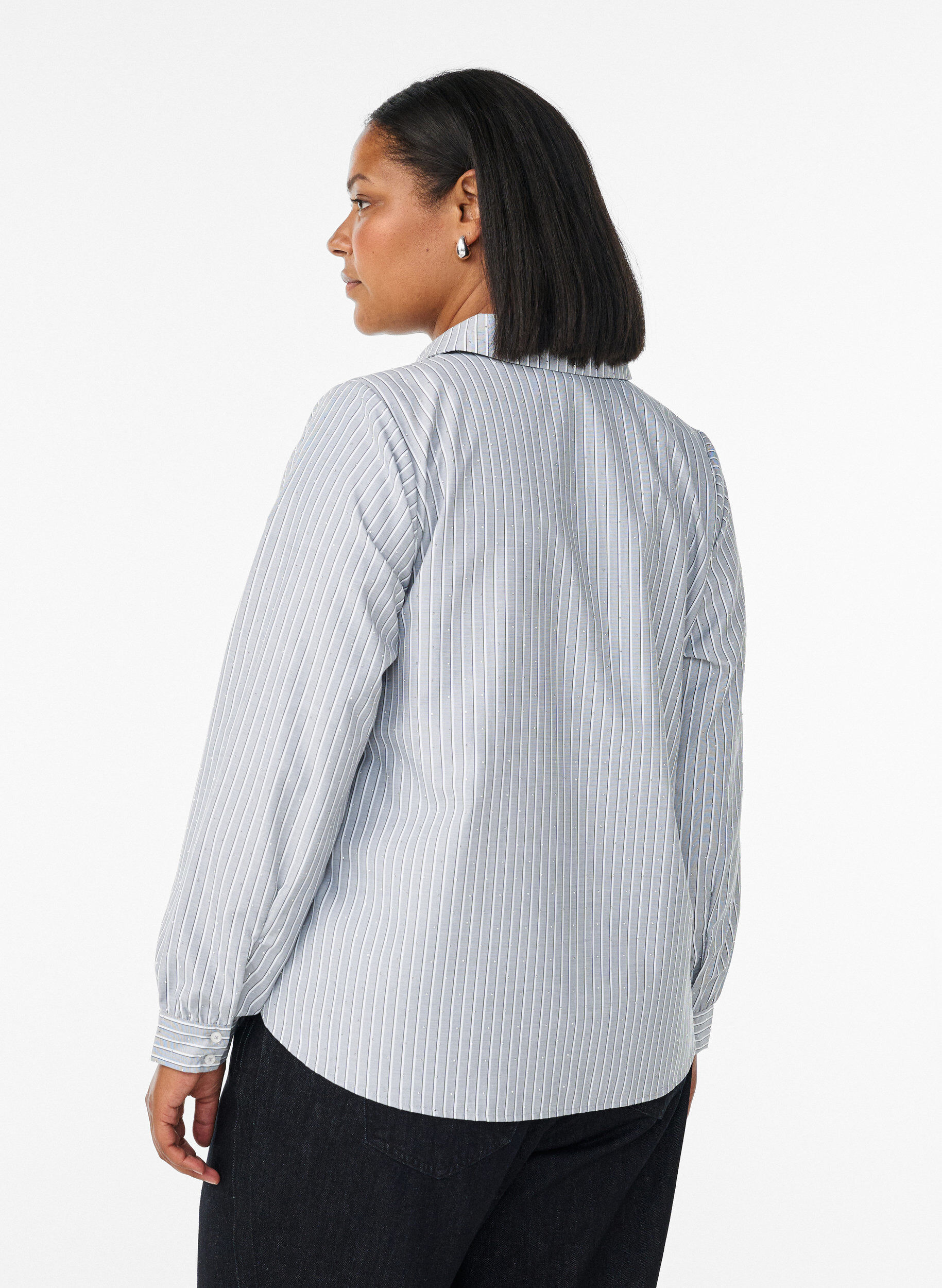 Zizzifashion Striped shirt with studs, Black, Model image number 2