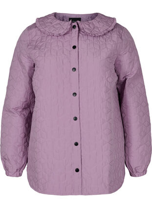 Quilted jacket with collar and frills, Lavender Mist, Packshot image number 0