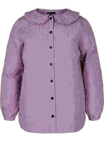 Quilted jacket with collar and frills