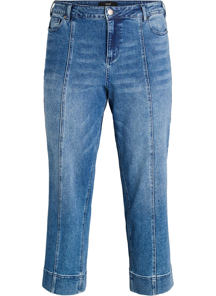 Pinstriped Kiana jeans with bold stitching, Blue, Packshot image number 0