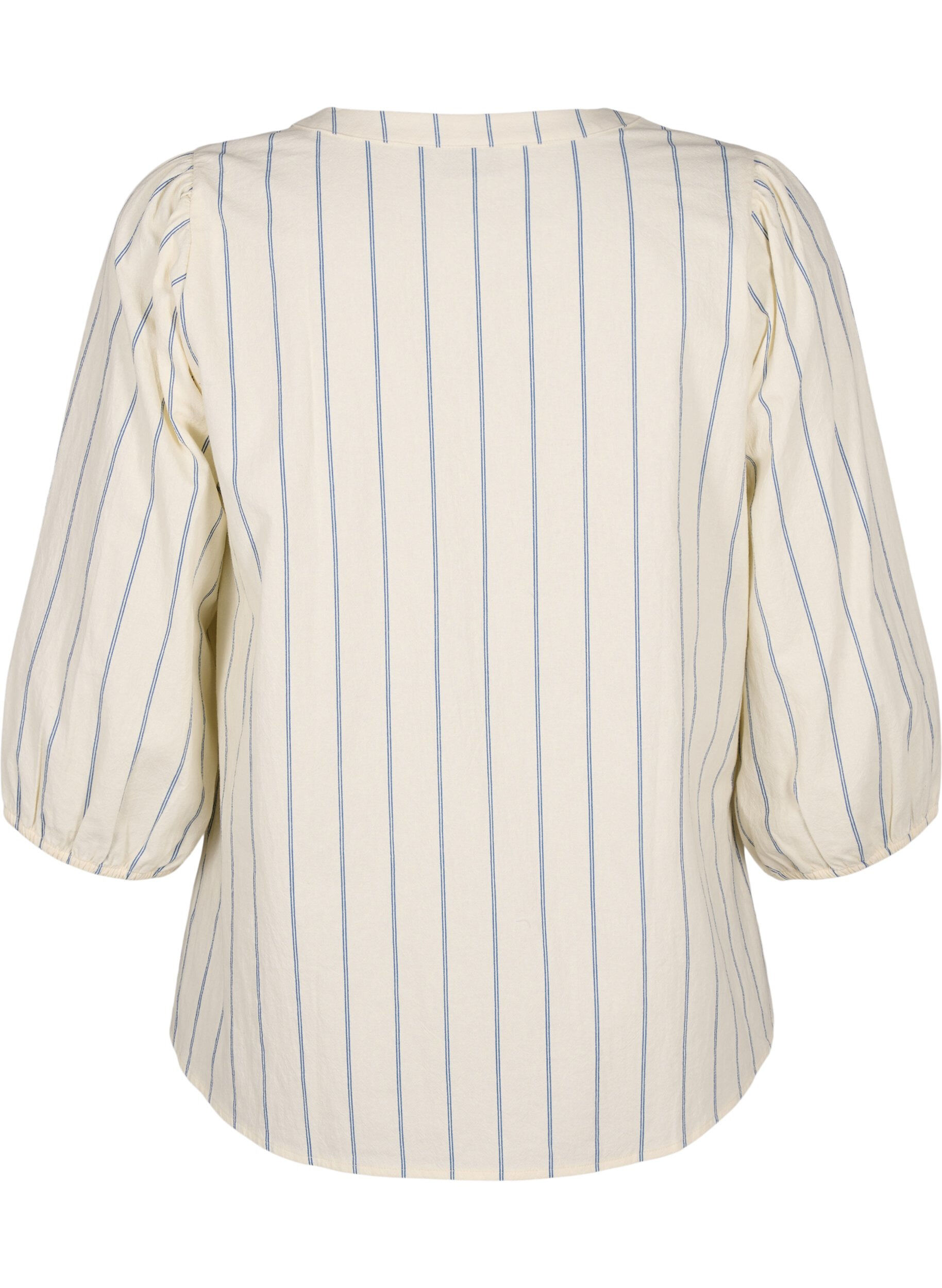 Zizzifashion 3/4 sleeve cotton Blouse with stripes, Eggnog Stripe, Packshot image number 1