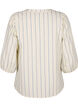3/4 sleeve cotton Blouse with stripes, Eggnog Stripe, Packshot image number 1