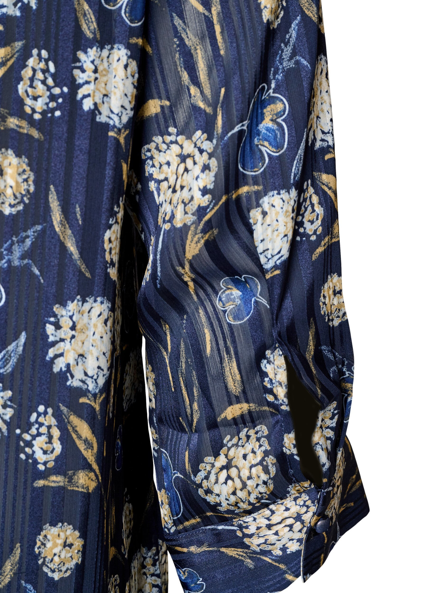 ZizzifashionPatterned shirt with a stand-up collar and 3/4-sleeves, Blue, Packshot image number 3