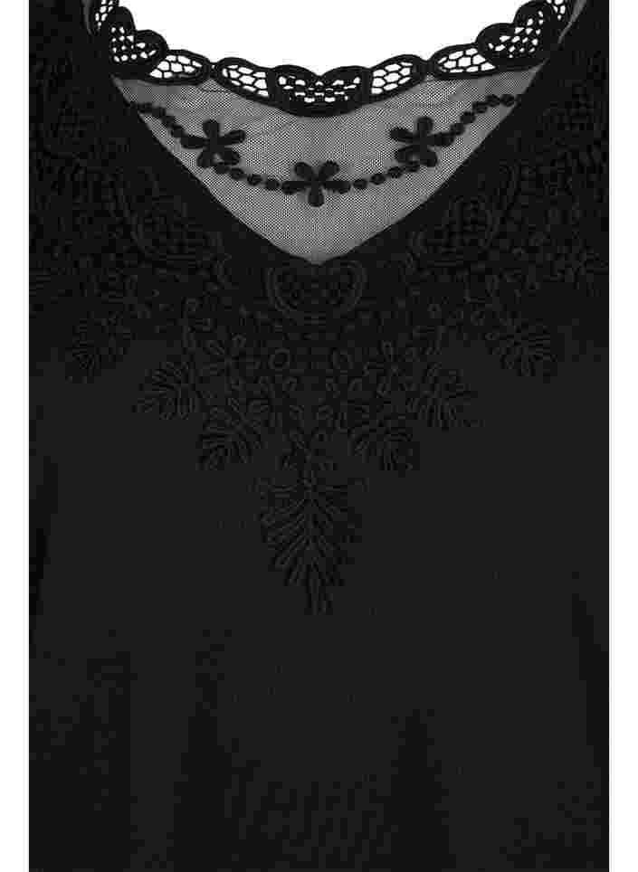 Long-sleeved blouse with lace details, Black, Packshot image number 2