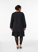 Short textured dress with a ruffle hem, Black, Model image number 2