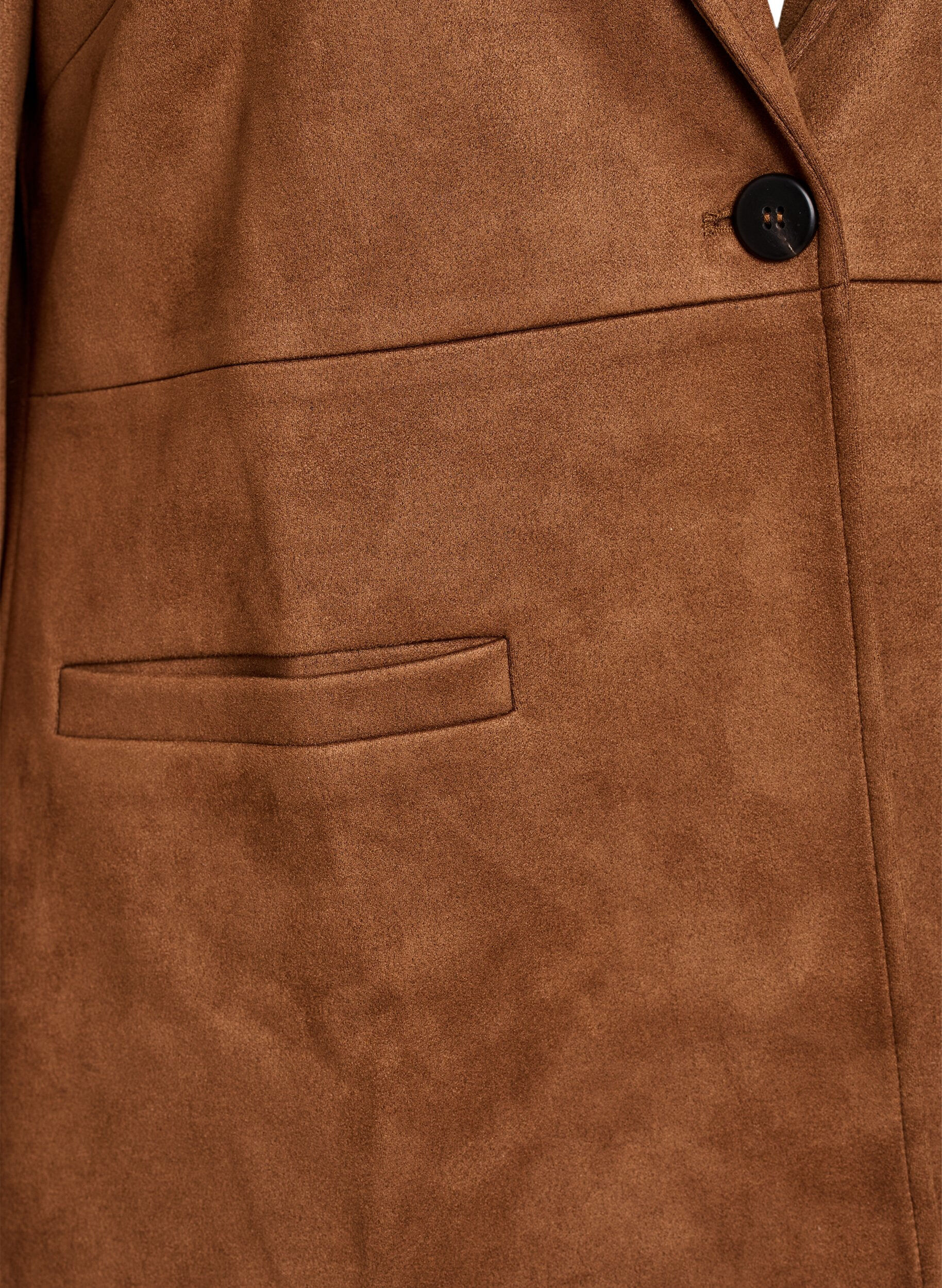 Zizzifashion Faux suede blazer, Brown, Packshot image number 2