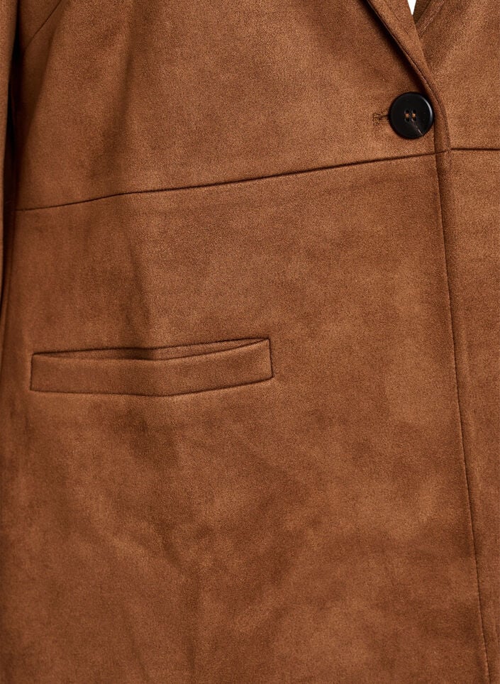 Faux suede blazer, Brown, Packshot