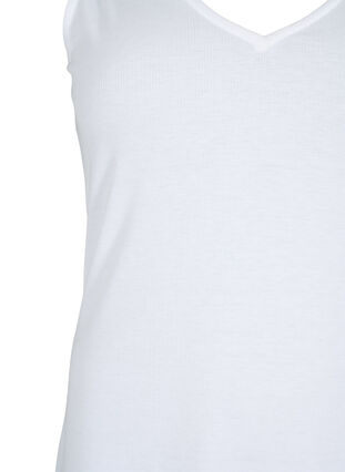 Basic top in rib with v-neckline, Bright White, Packshot image number 2