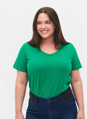 Basic plain cotton t-shirt, Jolly Green, Model image number 0