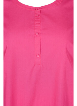 Short-sleeved A-line tunic in cotton, Magenta, Packshot image number 2