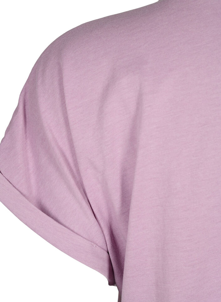 Short sleeved cotton blend t-shirt, Purple, Packshot image number 3