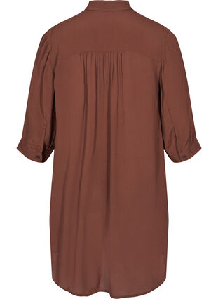 Viscose tunic with buttons and 3/4 sleeves, Rocky Road, Packshot image number 1