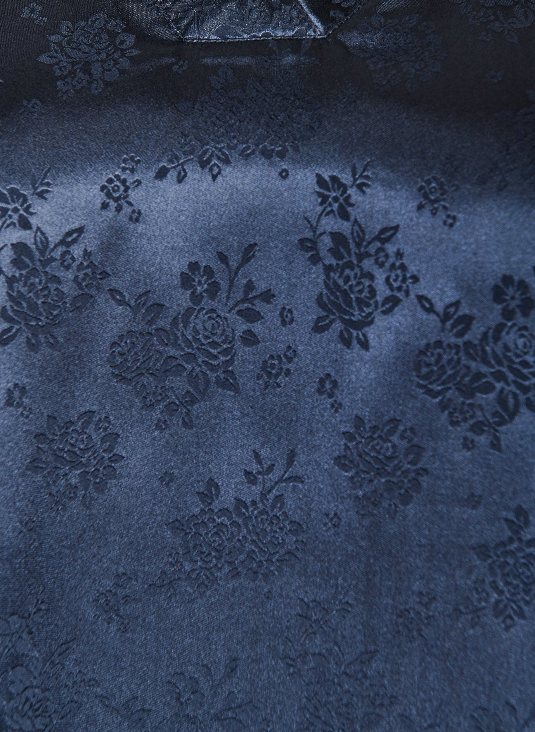 ZizzifashionSatin blouse with floral print and V-neck, Blue, Packshot image number 2