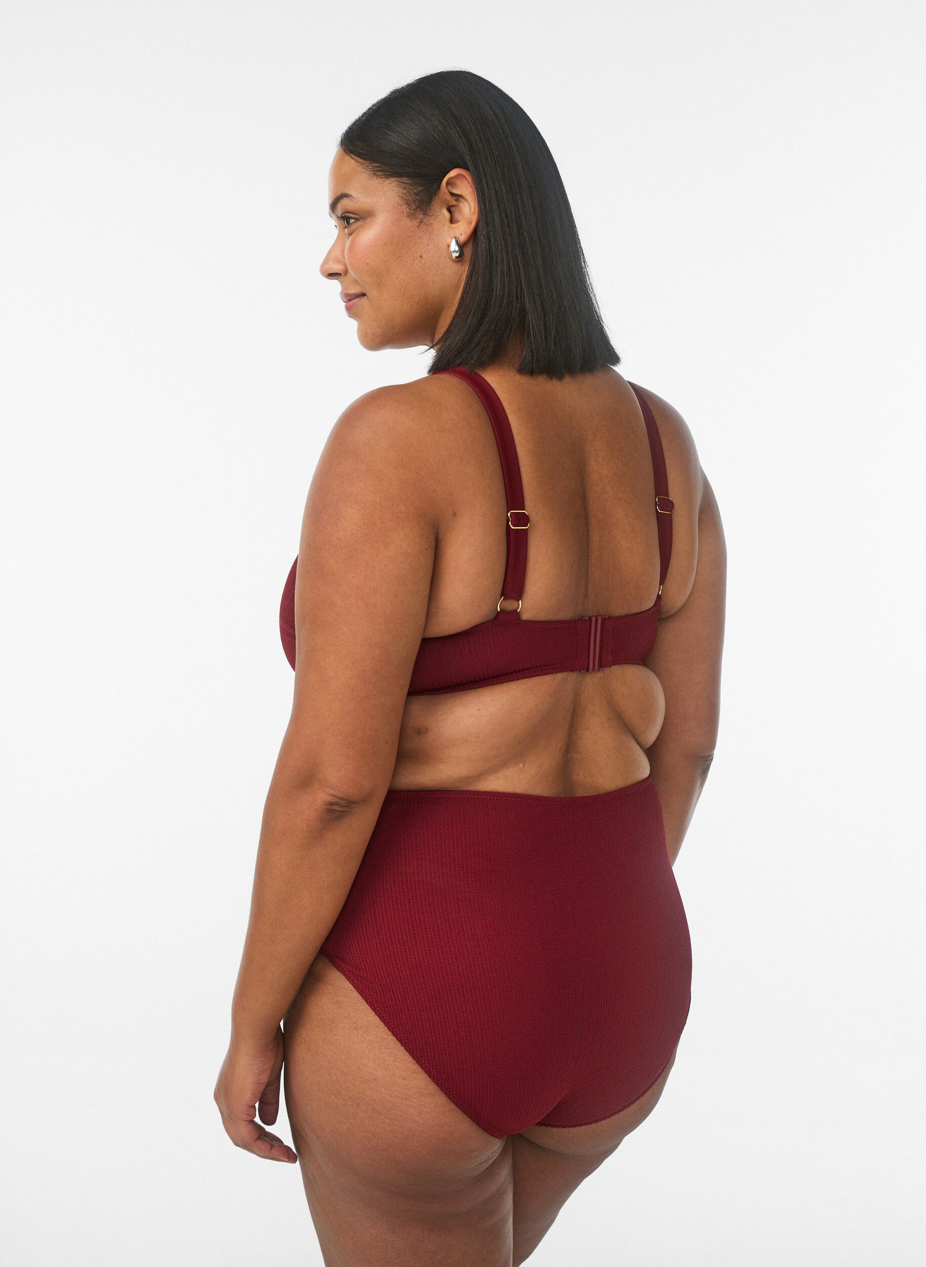 ZizzifashionHigh-waisted bikini bottoms with texture, Red, Model image number 1