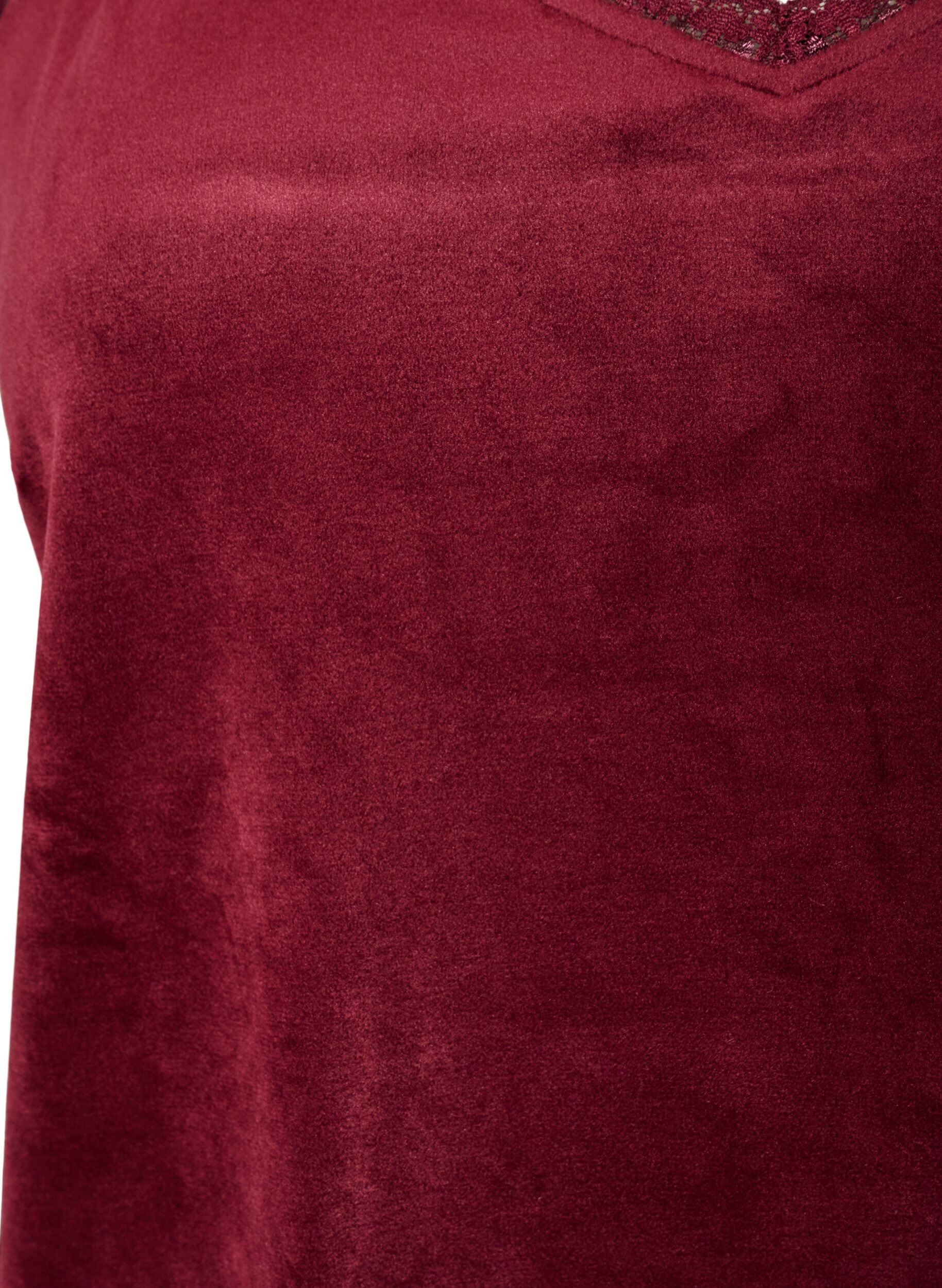 ZizzifashionVelour top with lace trim, Red, Packshot image number 2