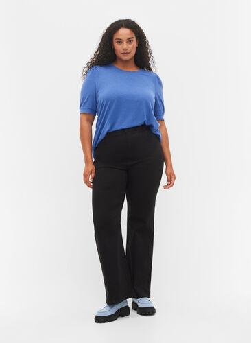 Flared jeans with extra high waist, Black, Model image number 0