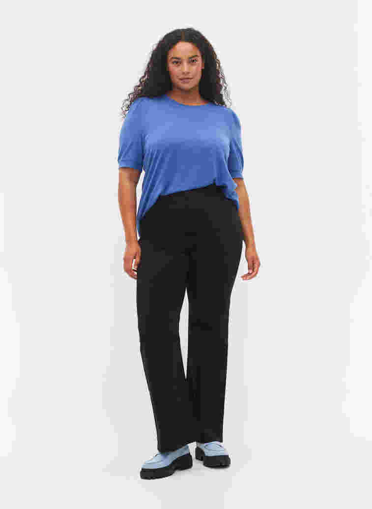 Flared jeans with extra high waist, Black, Model