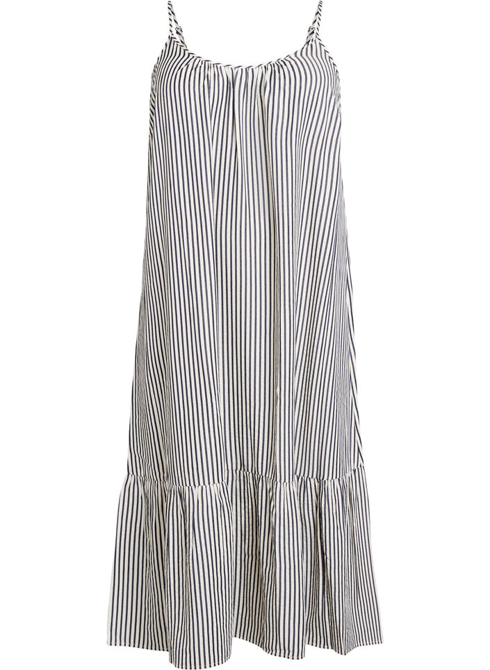 Summer dress with stripes and A-line shape, Black, Packshot image number 0