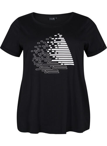 Sports t-shirt with print, Black w. White, Packshot image number 0