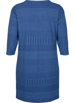 Dress with 3/4 sleeves and striped pattern, Estate Blue Melange, Packshot image number 1