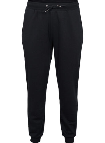 Sweatpants with tie string and pockets, Black, Packshot image number 0