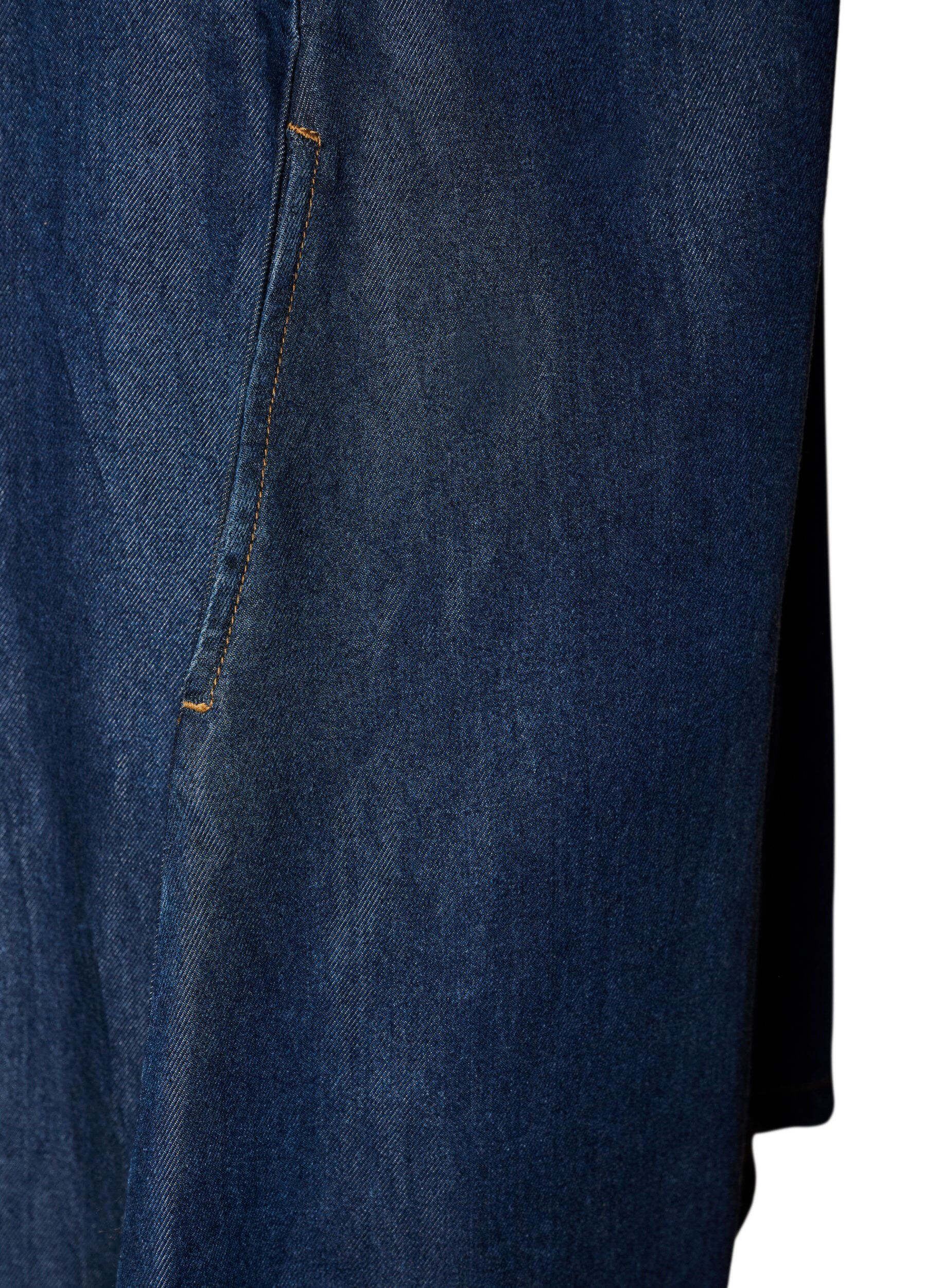 ZizzifashionDenim dress in lyocell with buttons and short sleeves, Blue, Packshot image number 3