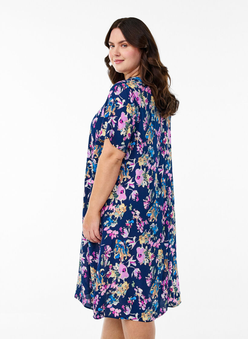 Viscose A-line dress, Blue, Model image number 2