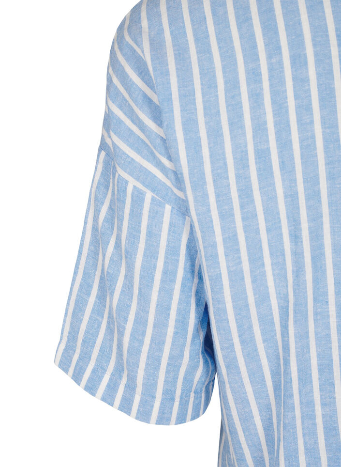 Striped shirt in linen and viscose, Light Blue, Packshot image number 3