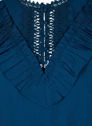 Viscose blouse with ruffles and embroidery detail, Titan, Packshot image number 2