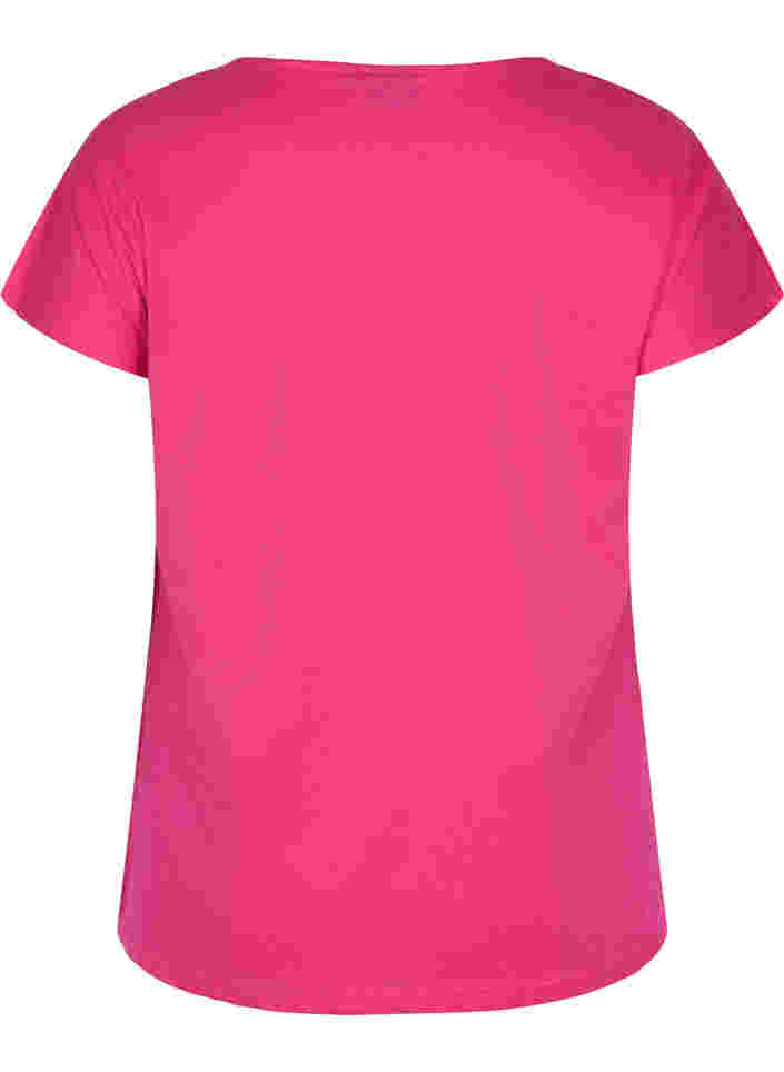 Cotton t-shirt with print details, BeetrootPurMel feath, Packshot image number 1